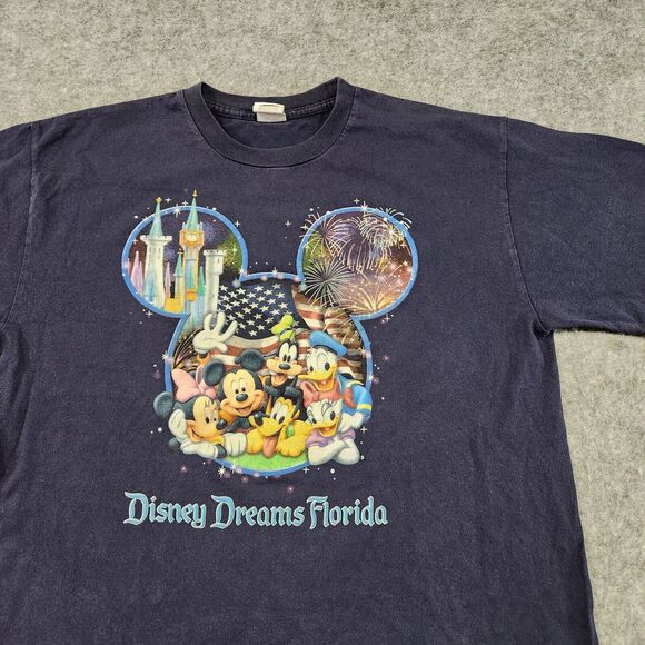 VTG Y2K Disney World Dreams Adult Mens Womens XL Mickey Mouse Graphic T Shirt - Picture 2 of 10